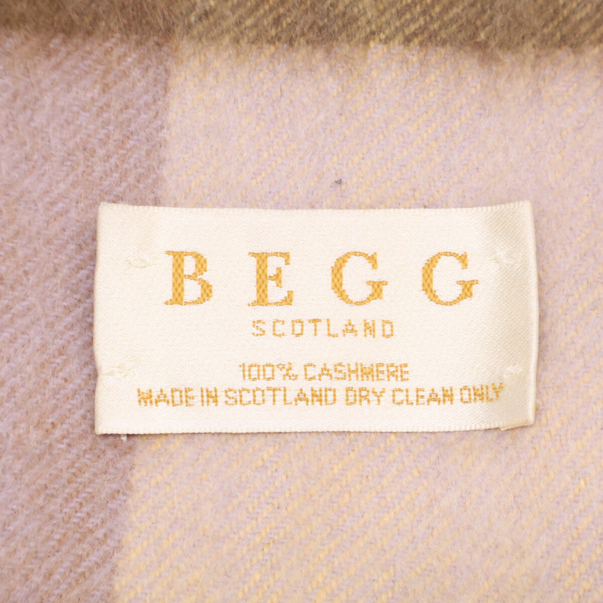 BEGG&CO ベグアンドコー チェック柄 カシミヤ フリンジ マフラー