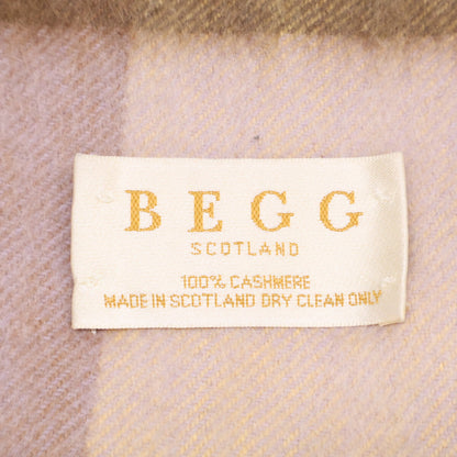 BEGG&CO ベグアンドコー チェック柄 カシミヤ フリンジ マフラー