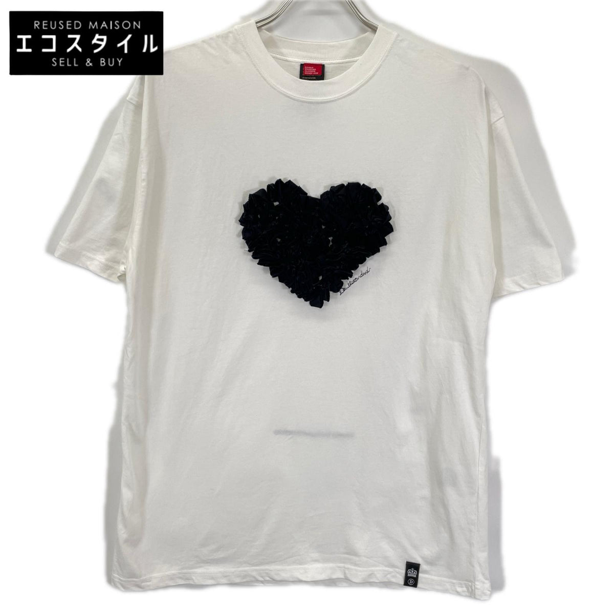 DOUBLE STANDARD CLOTHING ダブルスタンダードクロージング 【WEB限定】26SS ホワイト ハートフリル刺繍 コットン Tシャツ トップス