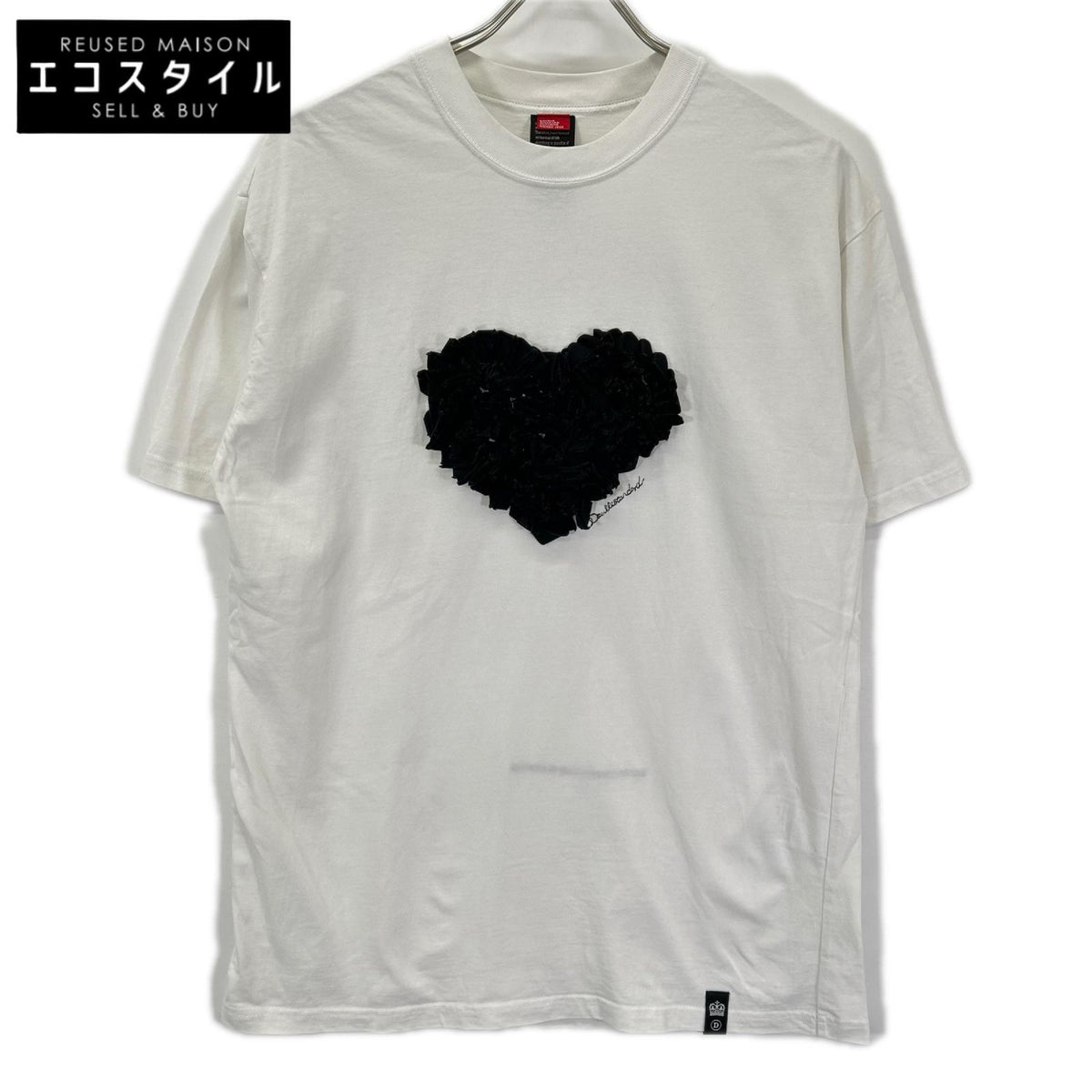 DOUBLE STANDARD CLOTHING ダブルスタンダードクロージング 【WEB限定】26SS ホワイト ハートフリル刺繍 コットン Tシャツ トップス