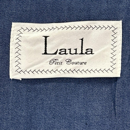 Laula ラウラ LW24E-BL5 インディゴ コットン フリルブラウス トップス