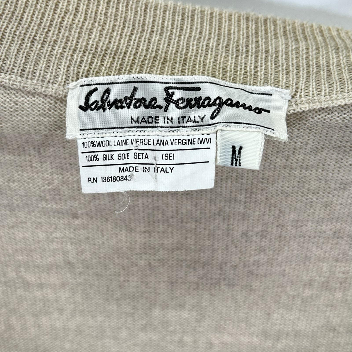 SalvatoreFerragamo サルバトーレフェラガモ グレー アニマルシルクプリント ウールカーディガン アンサンブル トップス